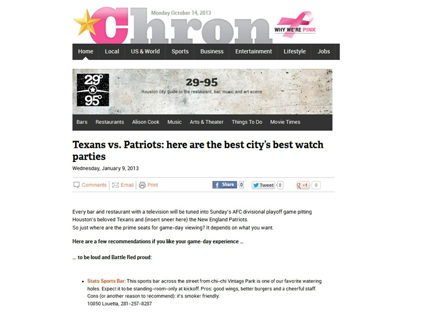 news chron best watch parties