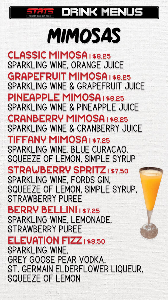 stats sports bar and grill mimosa menu